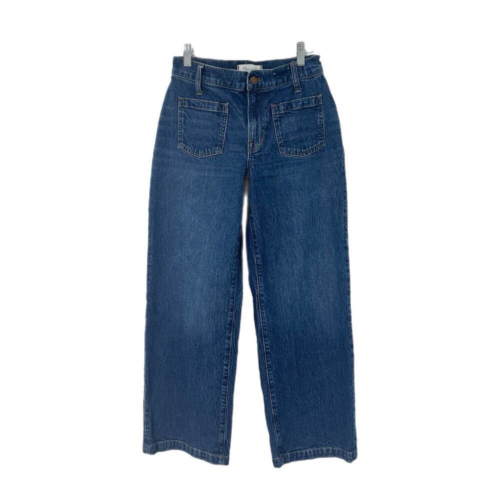 J.CREW The Perfect Vintage Wide-Leg Jeans Women 26P Dark Wash Blue Denim